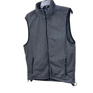 Mens Gray‎ Full Zip Fleece Vest Sleeveless Outdoor Casual